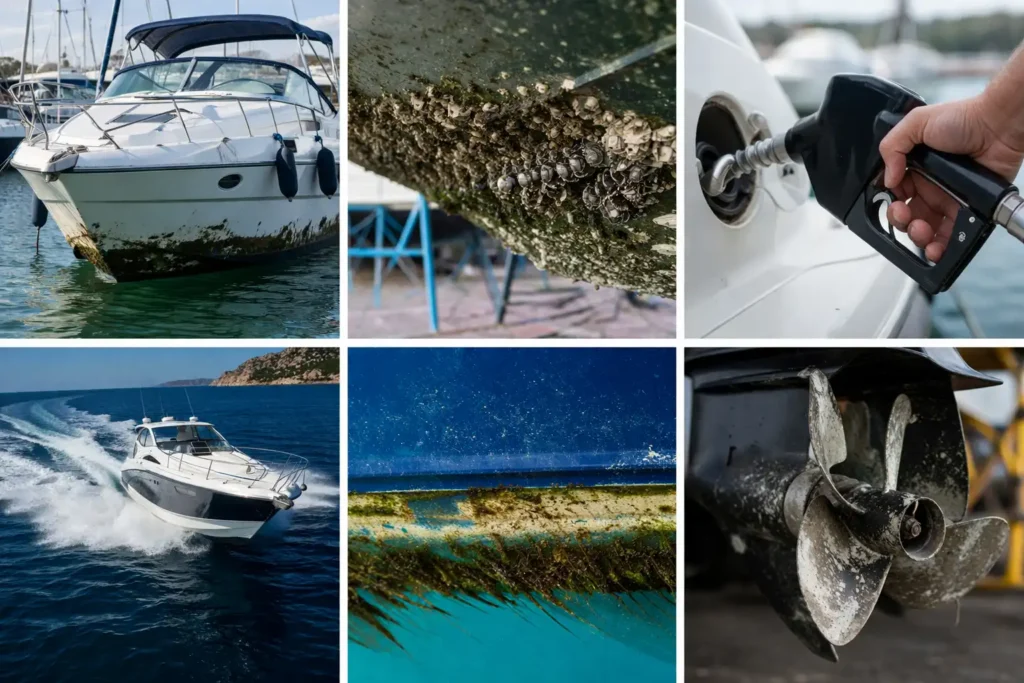 προβλήματα γάστρας σκάφους με άλγη επικαθίσεις αυξημένη κατανάλωση καυσίμου και μειωμένη απόδοση