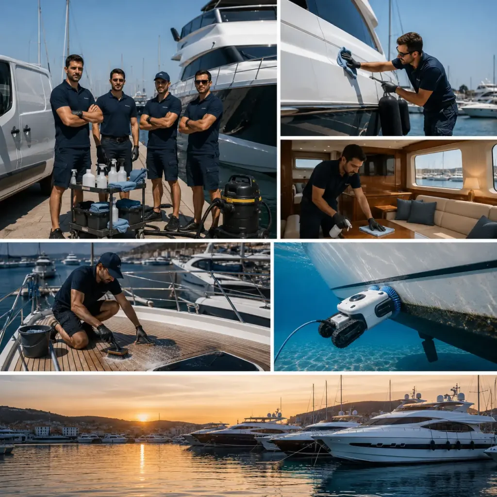 επαγγελματική ομάδα καθαρισμού yacht στην Αττική με υπηρεσίες detailing εσωτερικού καθαρισμού και καθαρισμού γάστρας